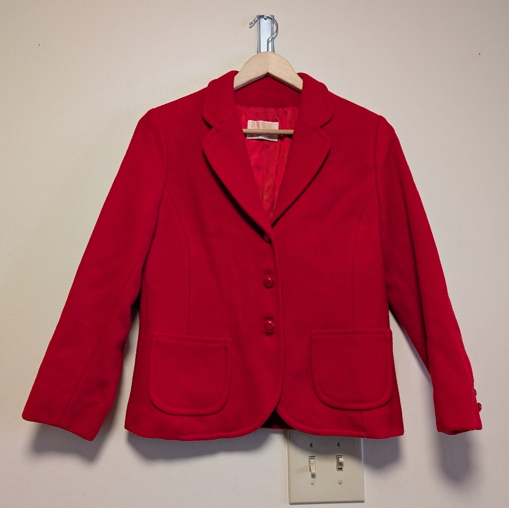 Pendleton Red Wool Blazer Jacket Women’s 4 Vintage USA Tailored